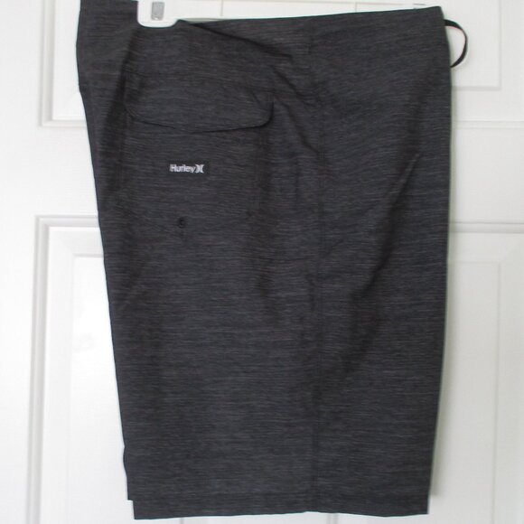 Hurley Mens Charcoal Drawstring Swim Board Short w/Velcro Rear Pocket NWT - 34W - Picture 6 of 7
